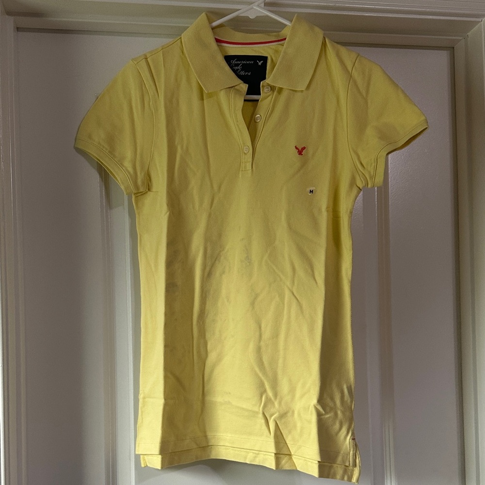 Women’s American Eagle Outfitters Light Yellow Polo Shirt - Size M